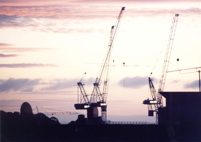 Parliament Cranes Sunrise